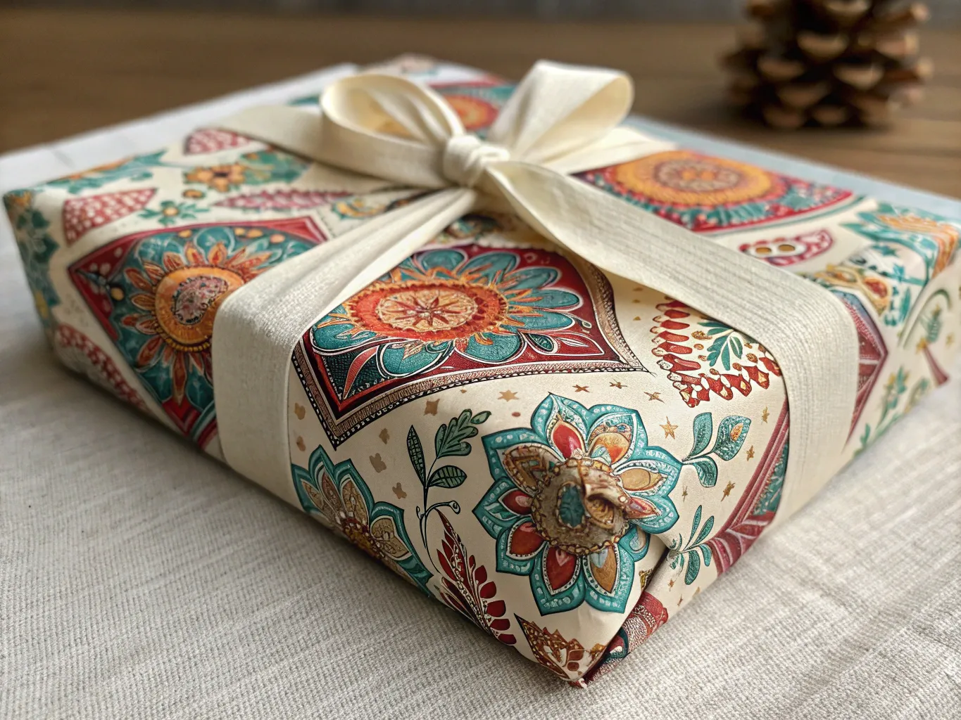 Geschenk met textiele materialen